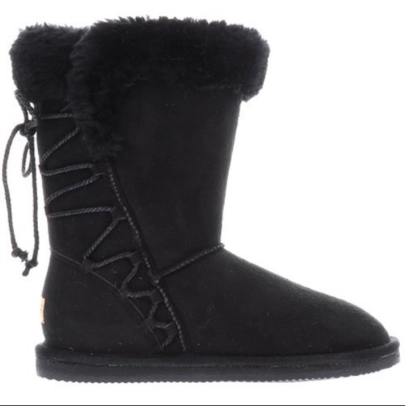 LAMO Boots! Lace-Up Black Faux Fur, Size 10 - Picture 1 of 3